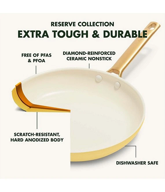 GreenPan Reserve Ceramic Nonstick 10#double; & 12#double; Yellow Frypan Set 2 GreenPan Reserve Ceramic Nonstick 10#double; & 12#double; Yellow Frypan Set - Afbeelding 2