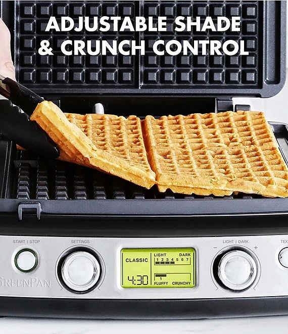 GreenPan Elite Ceramic Nonstick 4-Square Waffle Maker 2 GreenPan Elite Ceramic Nonstick 4-Square Waffle Maker - Afbeelding 2
