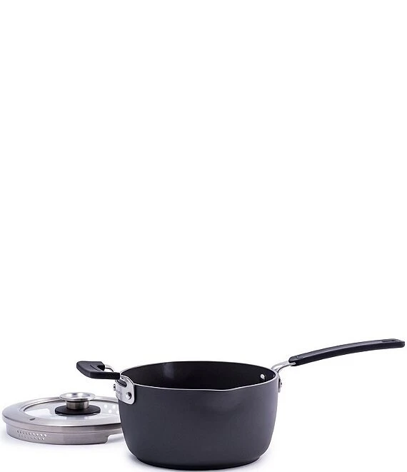 GreenPan Levels Hard Anodized Stackable Ceramic Non-Stick Saucepan With Straining Lid, 3-Quart 4 GreenPan Levels Hard Anodized Stackable Ceramic Non-Stick Saucepan With Straining Lid, 3-Quart - Afbeelding 4