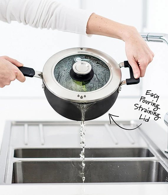 GreenPan Levels Hard Anodized Stackable Ceramic Non-Stick Saucepan With Straining Lid, 3-Quart 2 GreenPan Levels Hard Anodized Stackable Ceramic Non-Stick Saucepan With Straining Lid, 3-Quart - Afbeelding 2