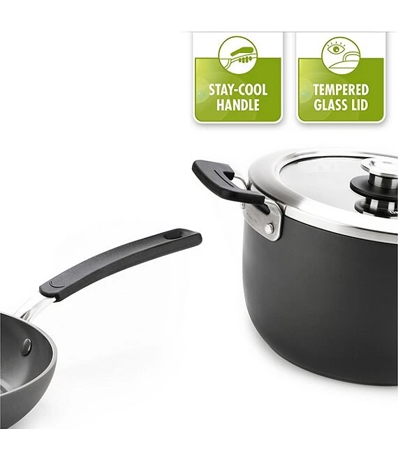 GreenPan Levels Hard Anodized Stackable Ceramic Non-Stick Saucepan With Straining Lid, 3-Quart 6 GreenPan Levels Hard Anodized Stackable Ceramic Non-Stick Saucepan With Straining Lid, 3-Quart - Afbeelding 6