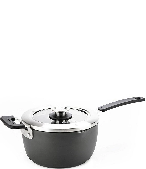 GreenPan Levels Hard Anodized Stackable Ceramic Non-Stick Saucepan With Straining Lid, 3-Quart 3 GreenPan Levels Hard Anodized Stackable Ceramic Non-Stick Saucepan With Straining Lid, 3-Quart - Afbeelding 3
